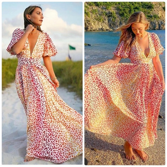 NWT ROCOCO SAND AVANA LEOPARD MAXI PLEATED DRESS - Picture 16 of 16